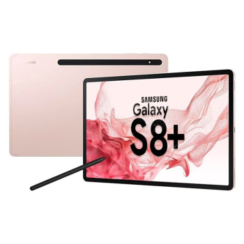 Samsung Galaxy Tab S8+ Android Tablet, 12.4" LCD Screen, 128GB Storage, S Pen Included, Qualcomm Snapdragon, All-Day Battery, Ultra Wide Camera, 5G + WiFi, Pink Gold (UAE version)