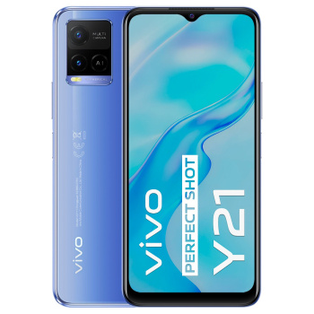 VIVO Y21 Dual SIM LTE Smartphone 4GB RAM and 64GB 5000mAh Battery + 18W Fast Charge, Halo Display-4GB 64GB-Metallic Blue