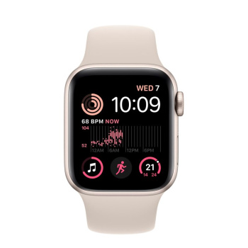 New Apple Watch SE (2nd Gen, 2023) [GPS 44mm] Smartwatch with Starlight Aluminum Case with Starlight Sport Band S/M. Fitness & Sleep Tracker, Crash Detection, Heart Rate Monitor, Water Resistant