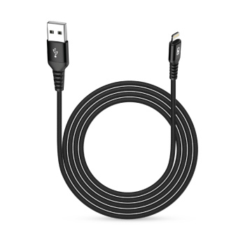Triple OG Iphone Charging Cable 1M USB to Lightning Nylon Braided for fast charging compatible with Apple iphone, ipads etc - Black 