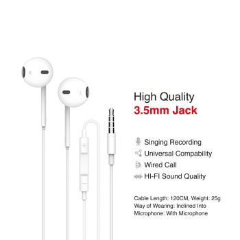 Triple OG Earphones TOG-EP1, Compatible For Devices With 3.5 mm Jack - White Color